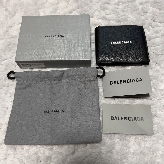 Balenciaga(バレンシアガ)の【美品】バレンシアガ 二つ折り財布  594315 ブランドロゴ レザーブラック メンズのファッション小物(折り財布)の商品写真