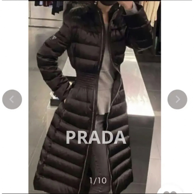 最も優遇 PRADA プラダ 極美品 シャーリング ファーフード ダウン