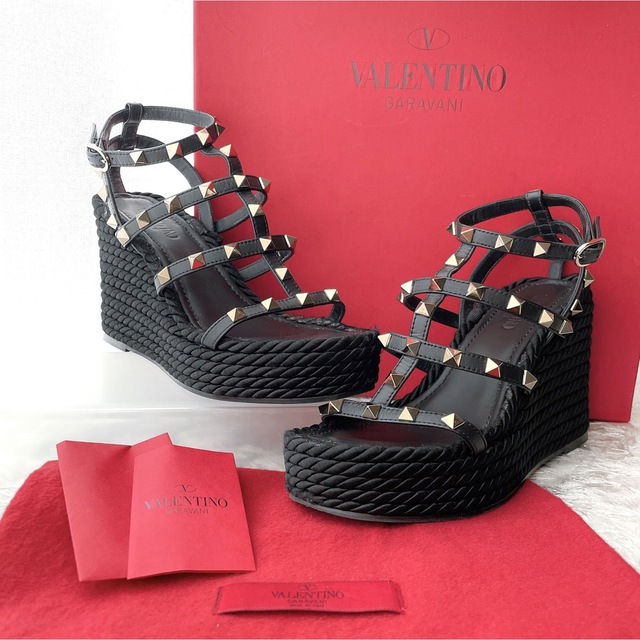 美品 VALENTINO ヴァレンティノ サンダル ウエッジ - サンダル