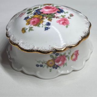 VINTAGE porcelain イギリス　フロラール　トリンケット　ポット(小物入れ)