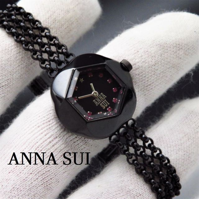 ANNA SUI(アナスイ)のANNA SUI アナスイ ブレスレットウォッチ ブラック 六角形 レディースのファッション小物(腕時計)の商品写真