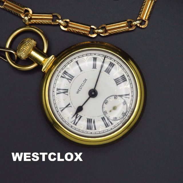 WESTCLOX 手巻き懐中時計 ゴールド スモセコ ローマン 鉄道