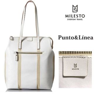 トラベルショップミレスト(TRAVEL SHOP MILESTO)のミレスト プント エ リーネア PUNTO & LINEA トートバッグ 白(トートバッグ)