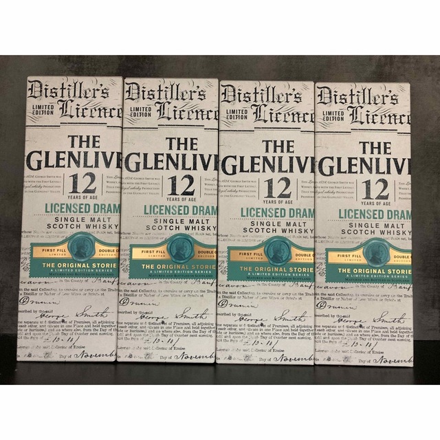 グレンリベット12年 ライセンスドドラム　4本セット（箱付き）ウイスキー