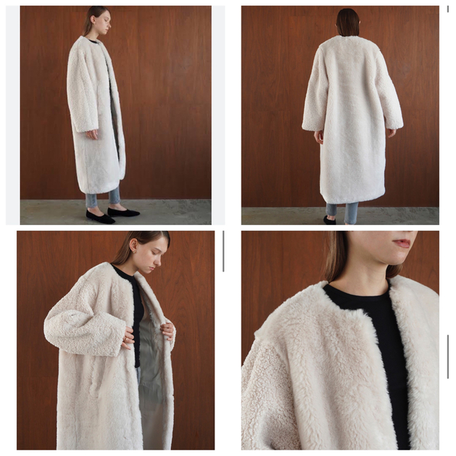 CLANE MIX FUR COCOON COAT アイボリー2サイズ