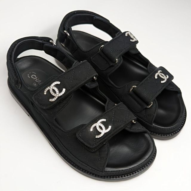 完成品 シャネル Chanel 靴 サンダル スリッパ 黒 36C tdh