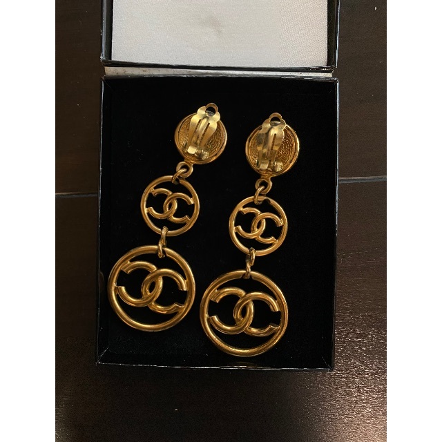 シャネル CHANEL イヤリング ココマーク 3連 フープ ヴィンテージ