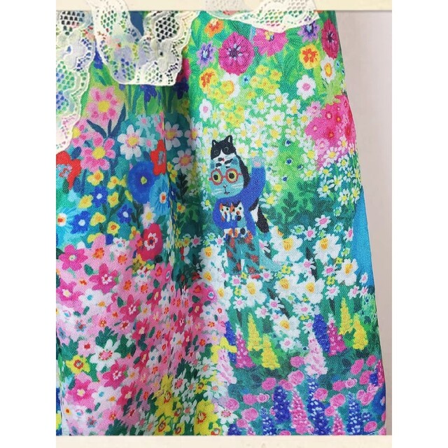 スカート希少 香港限定 北岸由美xmushroom 猫と花柄 スカート ユキ