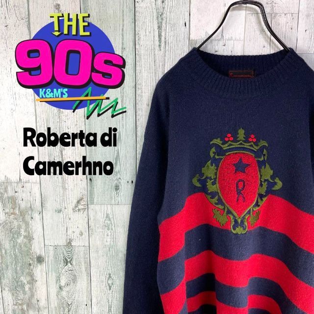 90's Roberta di Camerino エンブレム刺繍　レトロニットロベルタディカメリーノ○商品