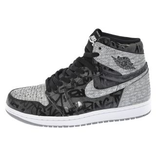 ナイキ(NIKE)のNIKE ナイキ AIR JORDAN 1 RETRO HIGH OG REBELLIONAIRE 555088-036 エアジョーダン1 レトロ ハイ リベリオネア ハイカットスニーカー US7.5/25.5cm ブラック/グレー(スニーカー)