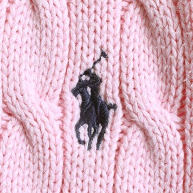 Ralph Lauren(ラルフローレン)のポロ ラルフローレン コットン ケーブル ニット セーター Vネック L ピンク レディースのトップス(ニット/セーター)の商品写真