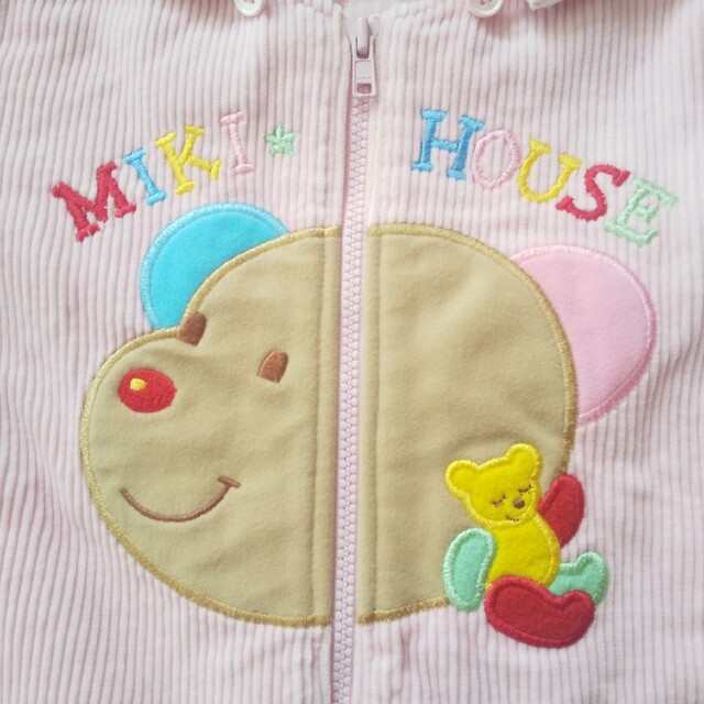 mikihouse(ミキハウス)の【70㎝】希少⭐️コーデュロイ くま耳 カバーオール✨防寒、レトロ、レア キッズ/ベビー/マタニティのベビー服(~85cm)(カバーオール)の商品写真