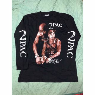 90s 2PAC ロンT 長袖Tシャツ 黒 ブラック XL THE ROXX(Tシャツ/カットソー(七分/長袖))