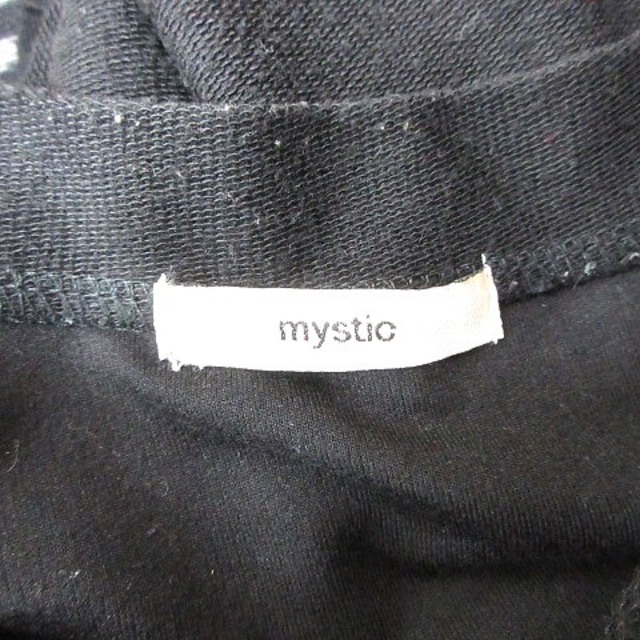 mystic(ミスティック)のミスティック ニットカットソー ボートネック フリンジ レース 七分袖 F 黒 レディースのトップス(ニット/セーター)の商品写真