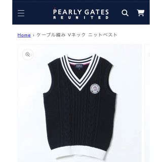 パーリーゲイツ(PEARLY GATES)のケーブル編み Vネック ニットベスト(ウエア)