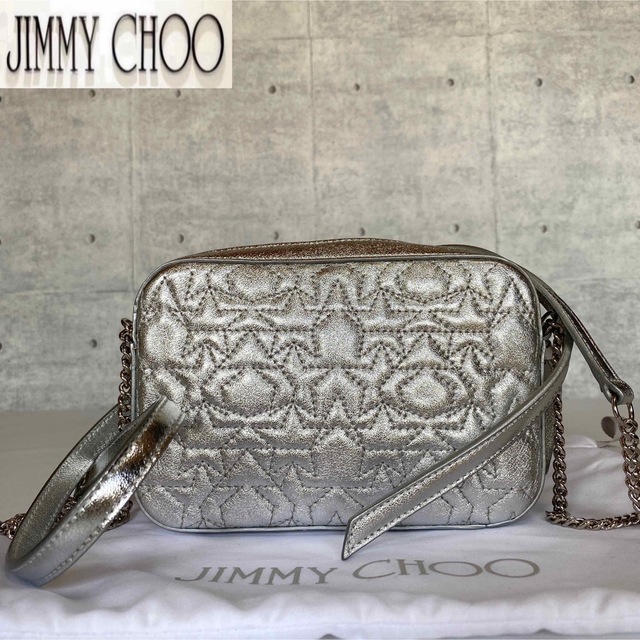 専用品JIMMY CHOO HAYA キルティング シルバークロスボディバッグ