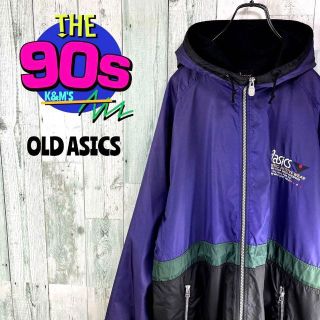 アシックス(asics)の90's ASICS アシックス  日本製　金刺繍　フルジップナイロンパーカー(ナイロンジャケット)