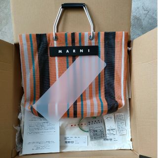 マルニ(Marni)の美品 付属品多数 マルニ　ストライプカフェトートバック アラベスク 折らずに発送(トートバッグ)