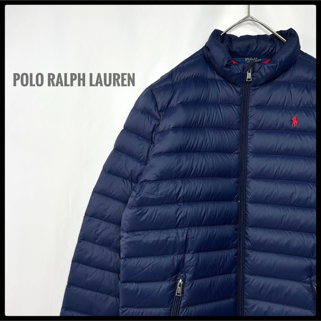 POLO RALPH LAUREN ネイビー　軽量ライトダウンジャケット　刺繍 | フリマアプリ ラクマ