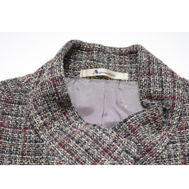 アクアスキュータム Aquascutum テーラードジャケット, チェック サイズ9 グレー