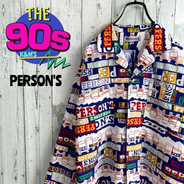 90's PERSON'S パーソンズ　総柄　オープンカラーパジャマシャツ　新品
