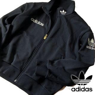 アディダス(adidas)の美品 M アディダス 80's デサント ジャージ/ジャケット ブラック(ジャージ)