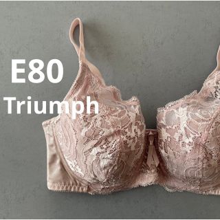 トリンプ(Triumph)のトリンプ  E80 ピンク　フルカップブラ　花柄レースブラ　大きいサイズ(ブラ)