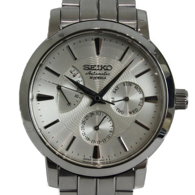 【販売証明書】SEIKO　セイコー　メカニカルシリーズ　SARC001　自動巻き　デイデイト　パワーリザーブ　SS　シルバー　メンズ　腕時計【中古】松前R56店