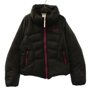 アディダス(adidas)のアディダス ワンポイントプリント ダウンジャケット S ブラック×パープル adidas レディース 【中古】  【230204】(ロングコート)