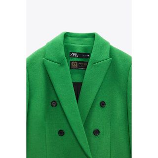 ZARA - ZARA ウールブレンド テーラードコート Mサイズ グリーン