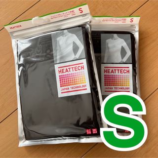 ユニクロ(UNIQLO)のS【2枚セット】ヒートテック　ユニクロ　クルーネック　ブラック　長袖(Tシャツ(長袖/七分))