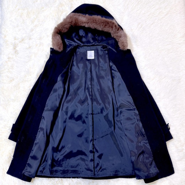FREDY & GLOSTER(フレディアンドグロスター)の【フレディアンドグロスター】 アンゴラ混 ロングコート 38 M 黒 ラビット レディースのジャケット/アウター(ロングコート)の商品写真
