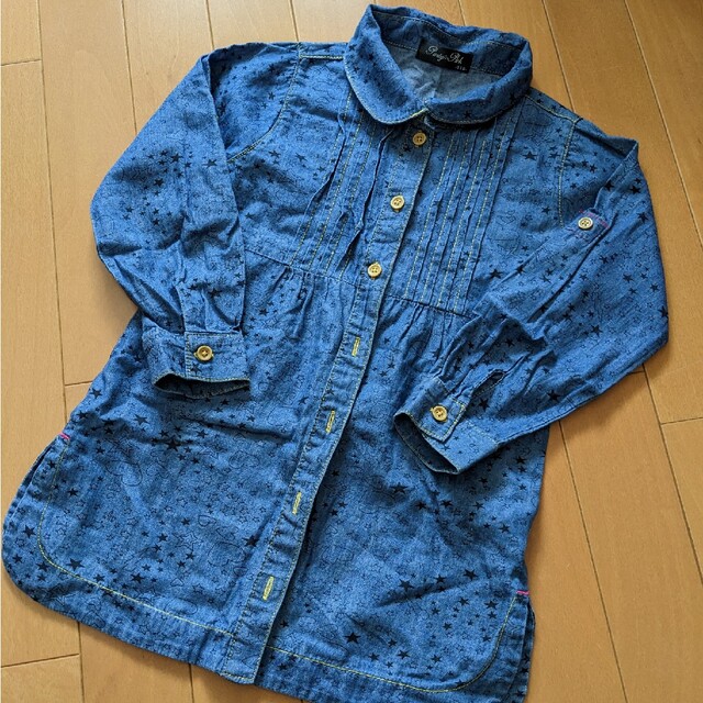 長袖ワンピース　デニムワンピース　長袖トップス チュニック　110 キッズ/ベビー/マタニティのキッズ服女の子用(90cm~)(ワンピース)の商品写真