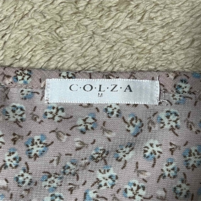 COLZA(コルザ)の美品✨【C•O•L•Z•A】M ワンピース バルーン袖 花柄 ピンクグレー レディースのワンピース(ロングワンピース/マキシワンピース)の商品写真