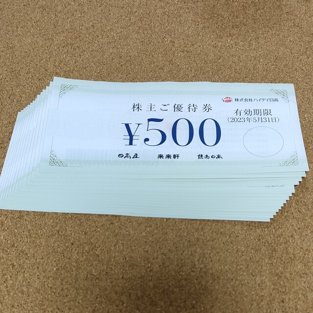 日高屋　株主優待券　２０００円分