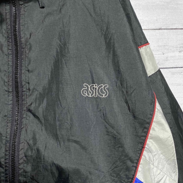 asics(アシックス)の90s オールドアシックス　刺繍ネックロゴ　ナイロンジャケット  メンズのジャケット/アウター(ナイロンジャケット)の商品写真