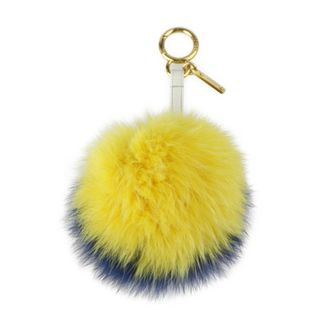 新品 フェンディ FENDI キーホルダー ポンポンチャーム イエロー系