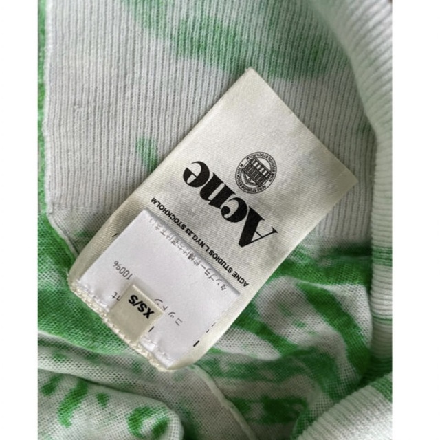 ACNE ドル柄ニット　グリーン　薄手　コットン　XS レディースのトップス(ニット/セーター)の商品写真