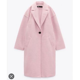 ザラ(ZARA)のZARA テクスチャー　コート Lサイズ　ピンク(ロングコート)