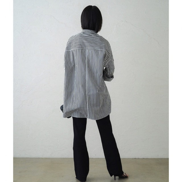 専用Loungedress ❁ラウンジドレス バンドカラーストライプ シャツ