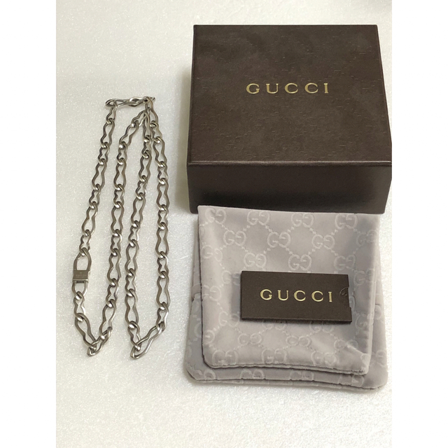 GUCCI グッチ シルバー ロング チェーン ネックレス レア 中古 美品