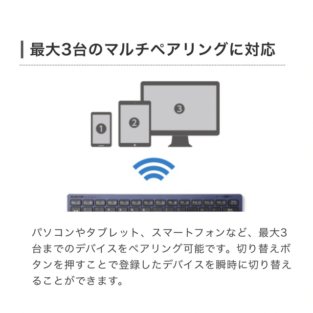 ELECOM(エレコム)のエレコム Bluetooth キーボード 薄型 スマホ/家電/カメラのPC/タブレット(PC周辺機器)の商品写真