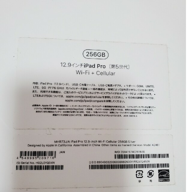 Apple iPad Pro 12.9インチ 第5世代 256GB 訳あり品 【激安