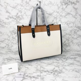 コーチ(COACH)の【新品】COACH トート ハンドバッグ ショルダーバッグ ロゴクリーム(トートバッグ)