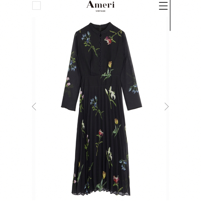 Ameri VINTAGE(アメリヴィンテージ)の【Ameri VINTAGE】SOFIA PLEATS DRESS ブラック レディースのワンピース(ロングワンピース/マキシワンピース)の商品写真