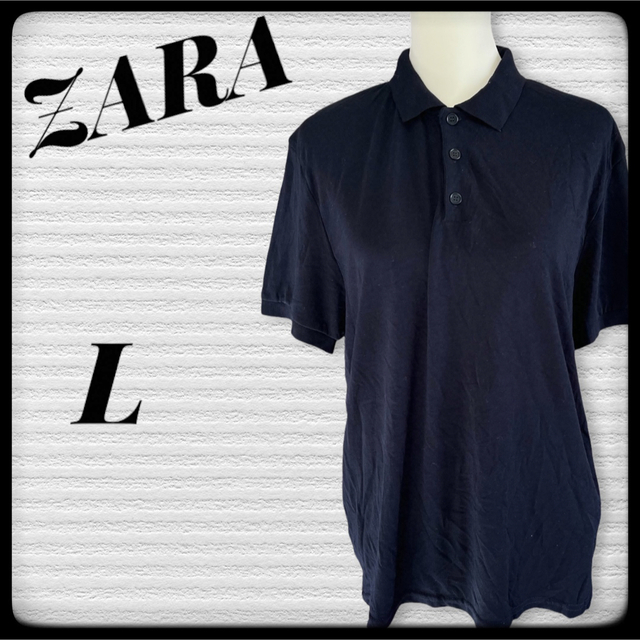 ZARA(ザラ)のZARA ザラ☆ ポロシャツ メンズ スタイリッシュ 濃厚 ネイビー メンズのトップス(ポロシャツ)の商品写真