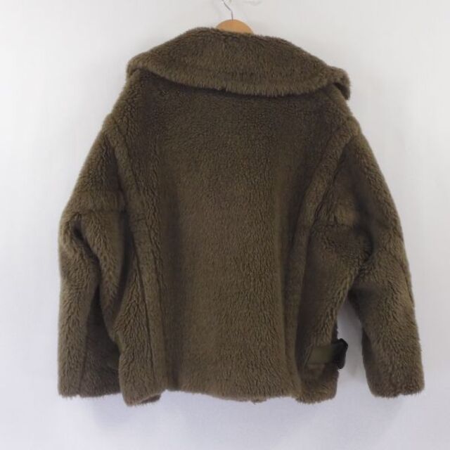 Max Mara(マックスマーラ)の MAXMARA マックスマーラ CASERTA ALPACA WOOL AND SILK テディベア ショート コート 1点 カーキ 40 アルパカ、ウール、シルク 白タグ ボア ファー バイカージャケット レディース AU1282W  レディースのジャケット/アウター(ロングコート)の商品写真