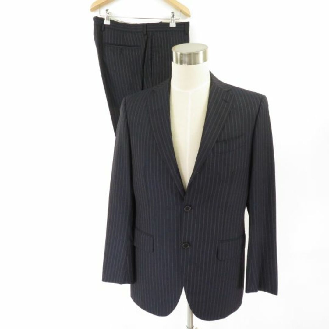 SHIPS シップス Tailoring Style スーツ 1点 ネイビー 50 ウール100％ 背抜き ストライプ カノニコ メンズ AM3905B11