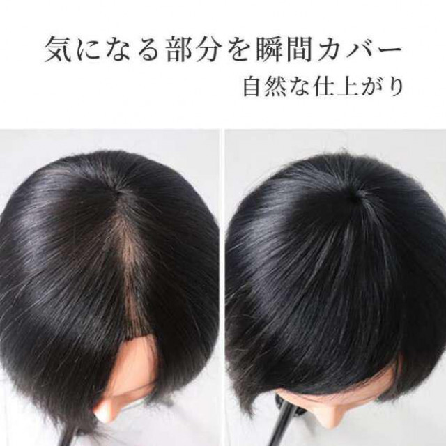 頭頂部 ウィッグ 部分かつら ヘアピース 自然 ブラウン つけ毛 メンズ にも レディースのウィッグ/エクステ(その他)の商品写真