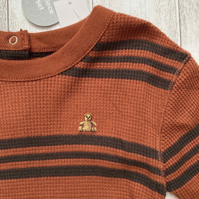 babyGAP(ベビーギャップ)の☆baby  GAP☆ 新品　ワッフル地セットアップ　70   ブラウン キッズ/ベビー/マタニティのベビー服(~85cm)(ロンパース)の商品写真